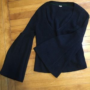 Free people Damsel bell sleeve sweater. Black